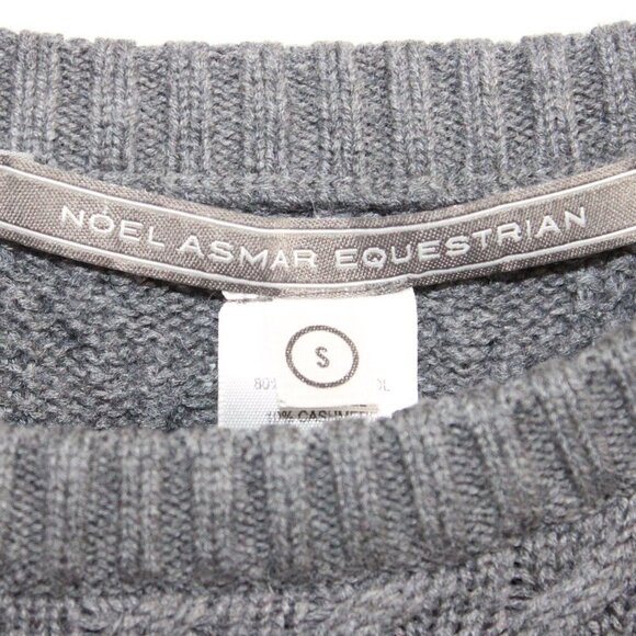 Noel Asmar Wool Cashmere Blend Cable Knit Crew Neck Sweater Gray - Picture 2 of 3